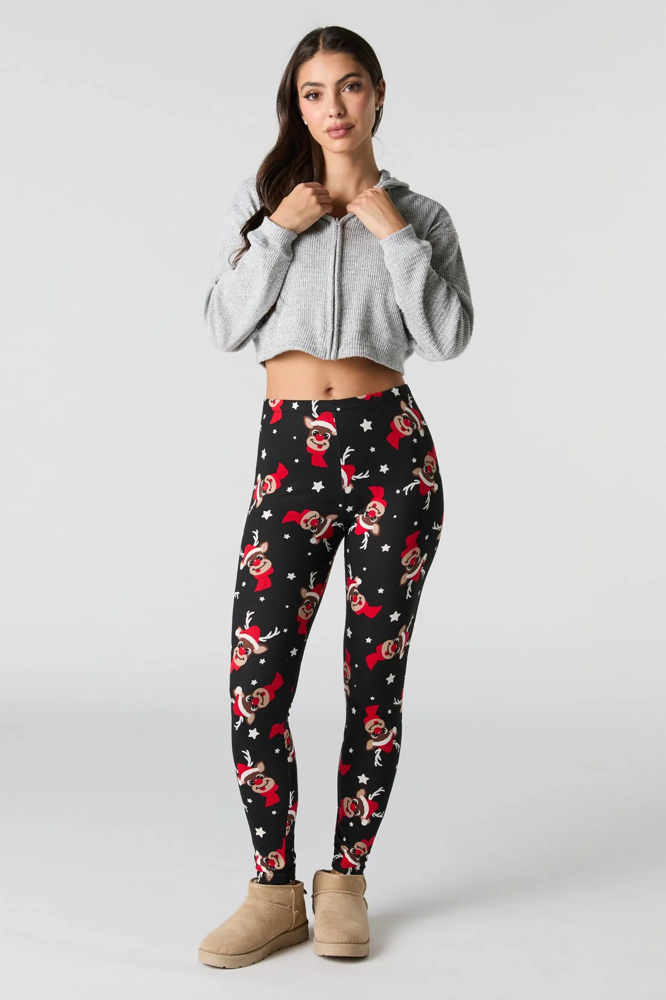 Christmas Print Soft Fleece Legging sold by Charlotte Russe product image thumbnail 4
