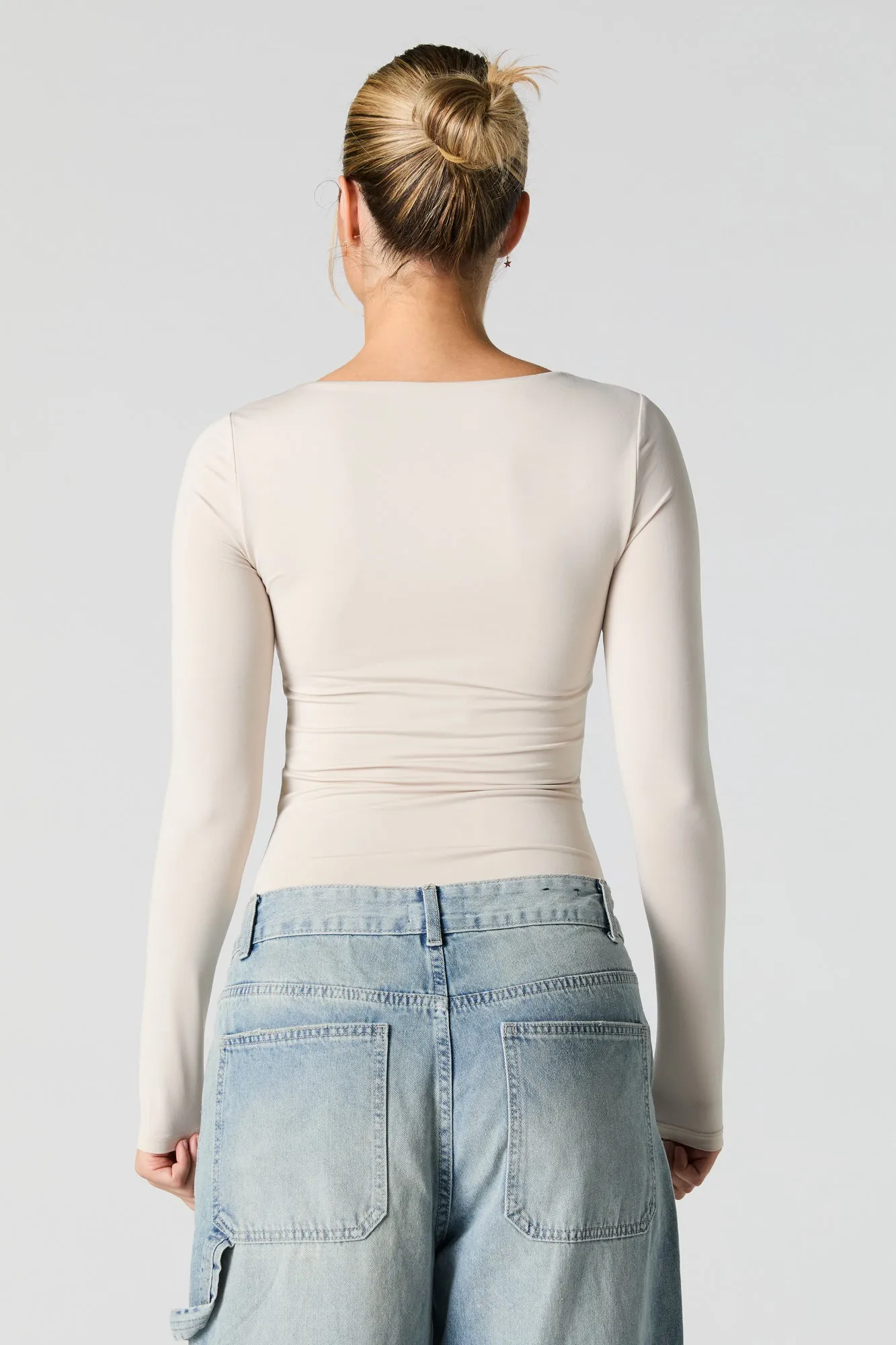 Scoop Neck Long Sleeve Bodysuit sold by Charlotte Russe product image thumbnail 4