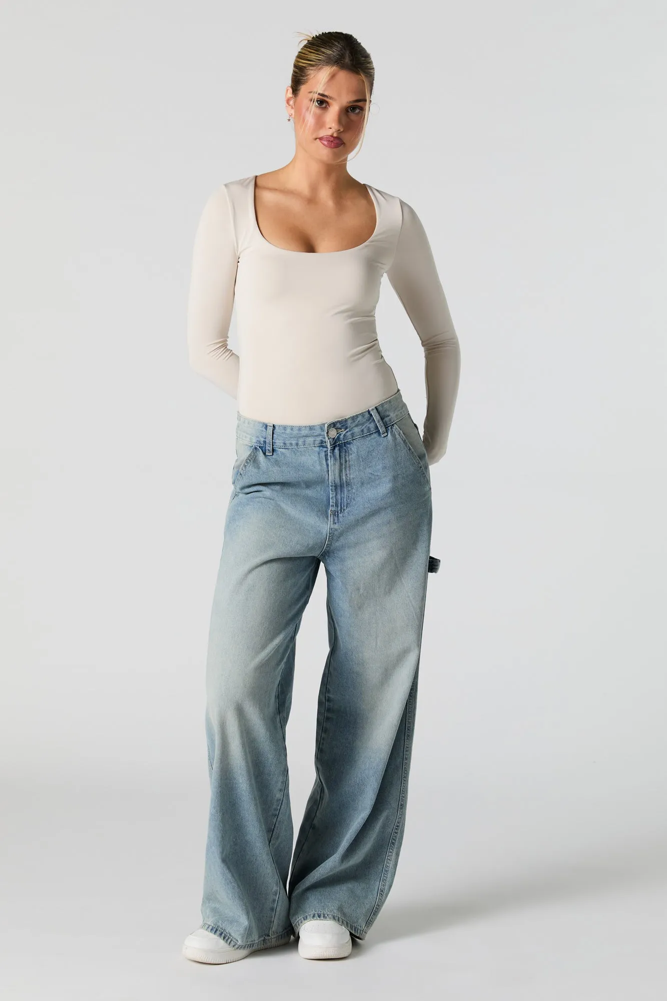 Scoop Neck Long Sleeve Bodysuit sold by Charlotte Russe product image thumbnail 3