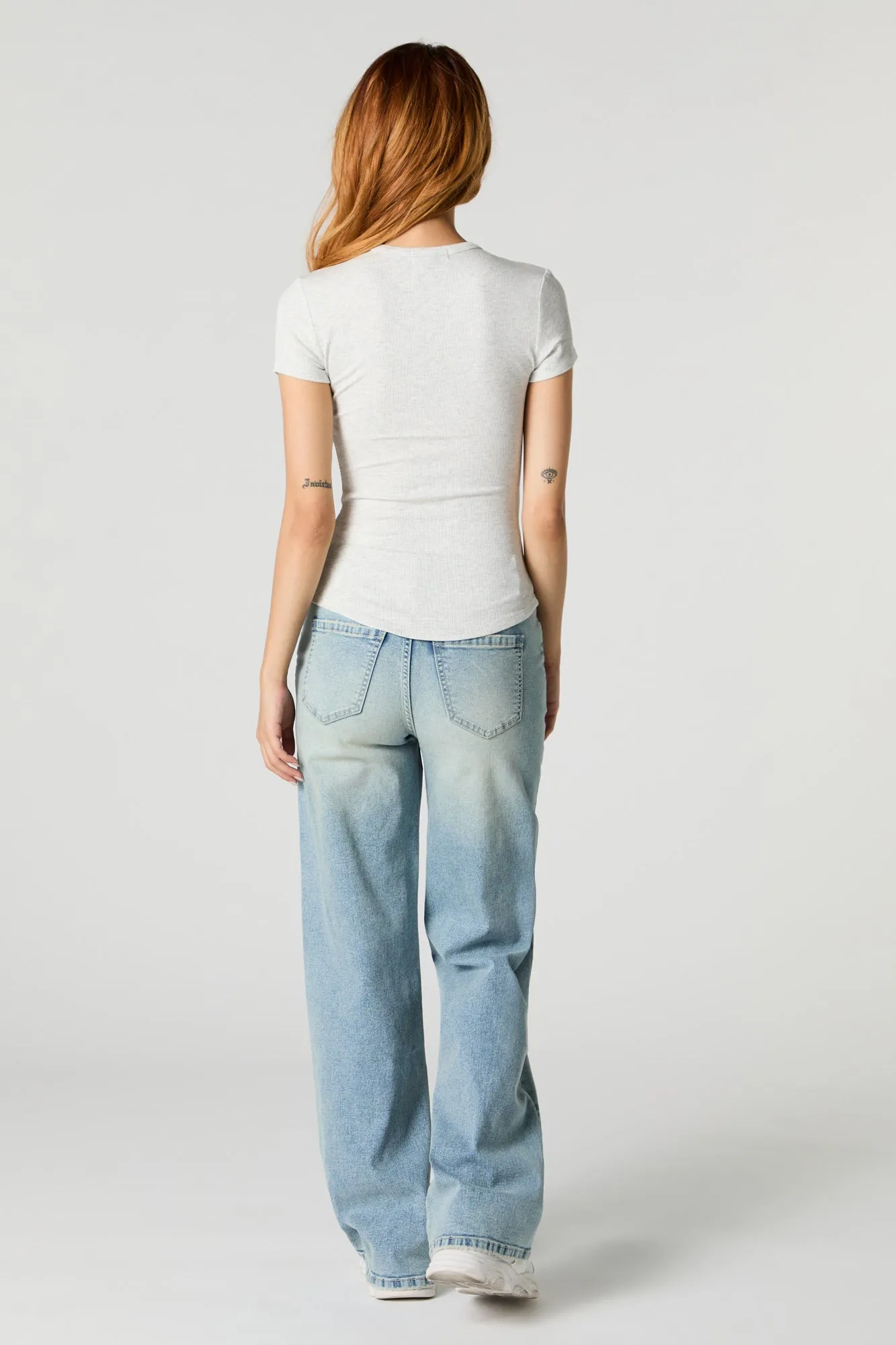 Light Vintage Wash Wide Leg Stretch Jean sold by Charlotte Russe product image thumbnail 3