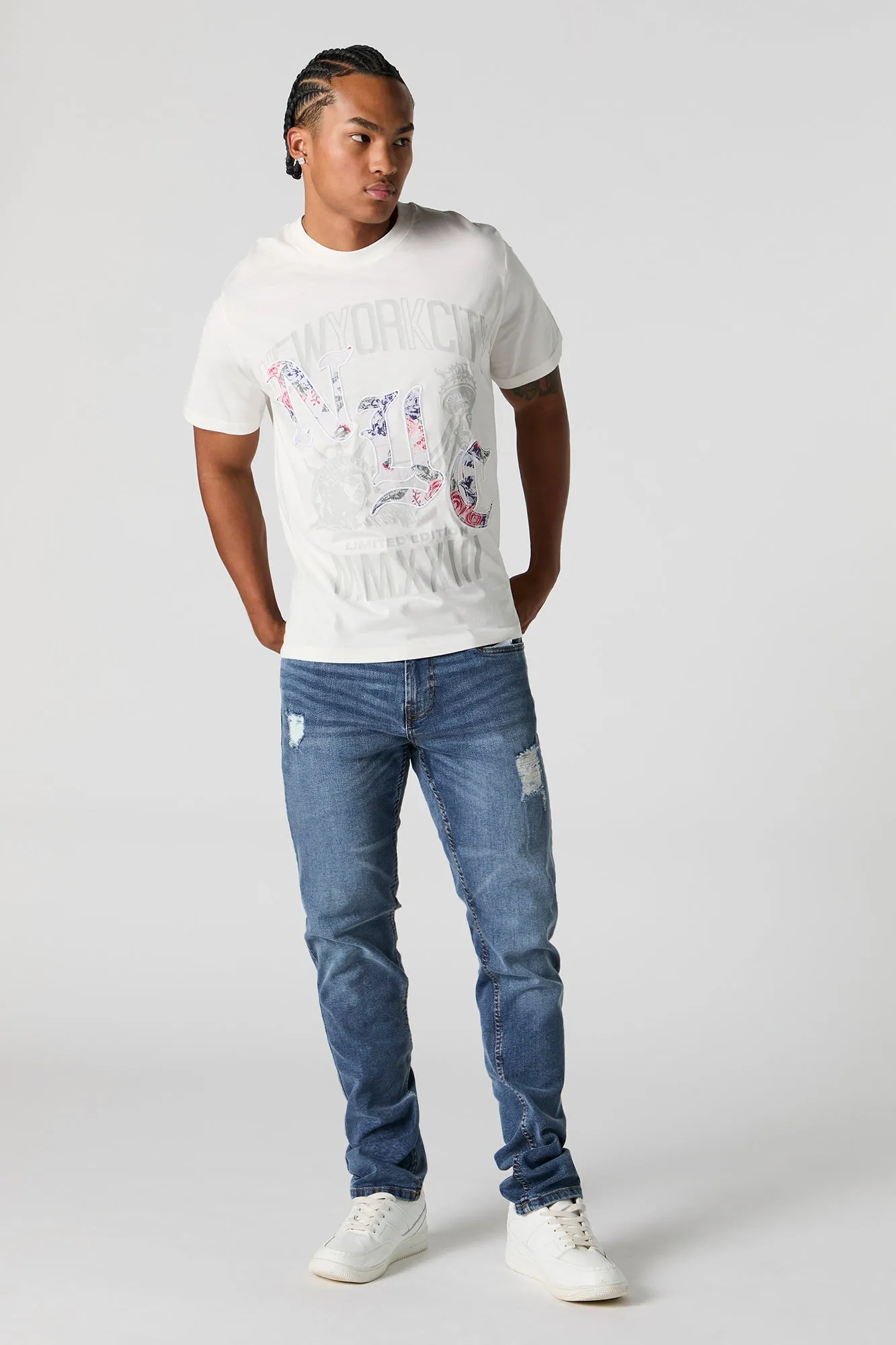 NYC Floral Embroidered T-Shirt sold by Charlotte Russe product image thumbnail 3