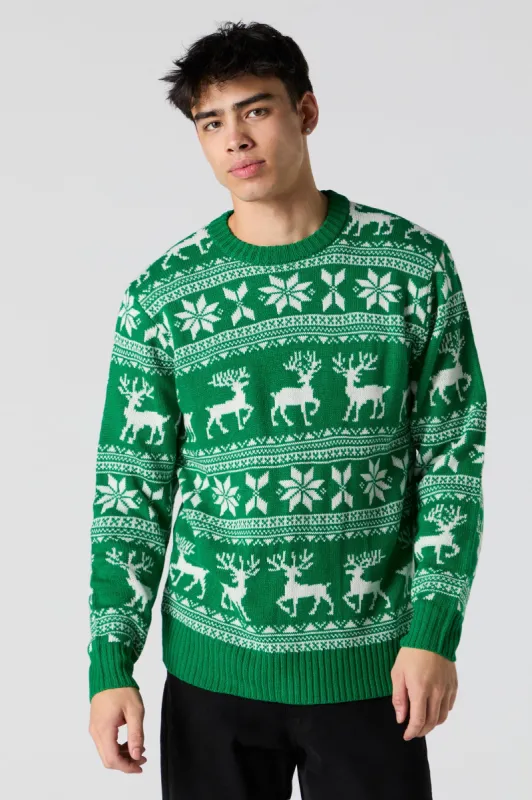 Green Fairisle Jacquard Knit Christmas Sweater sold by Charlotte Russe
