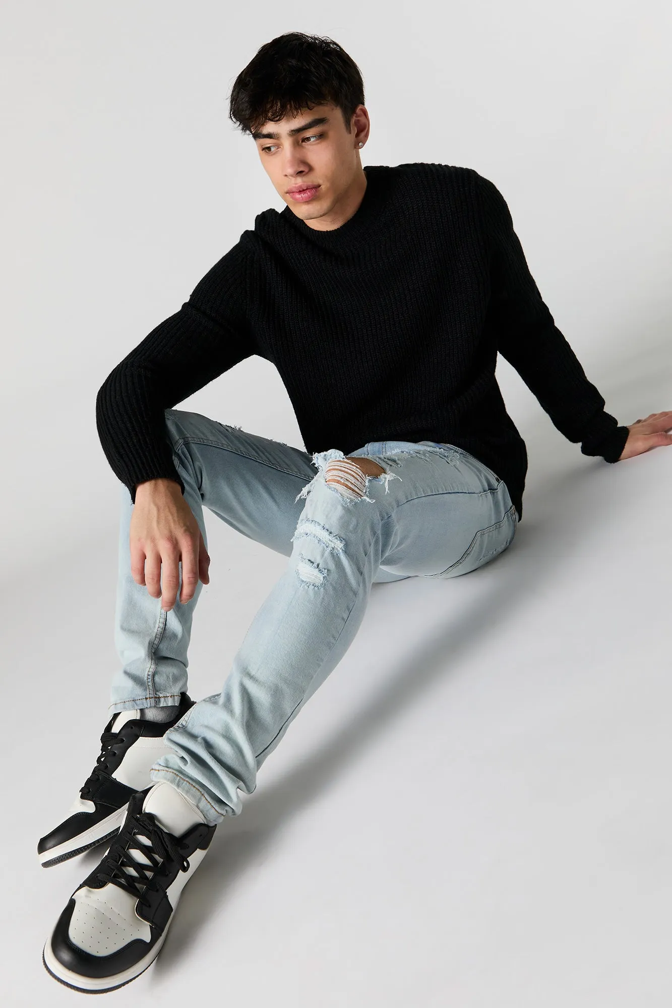 Light Wash Distressed Skinny Jean sold by Charlotte Russe