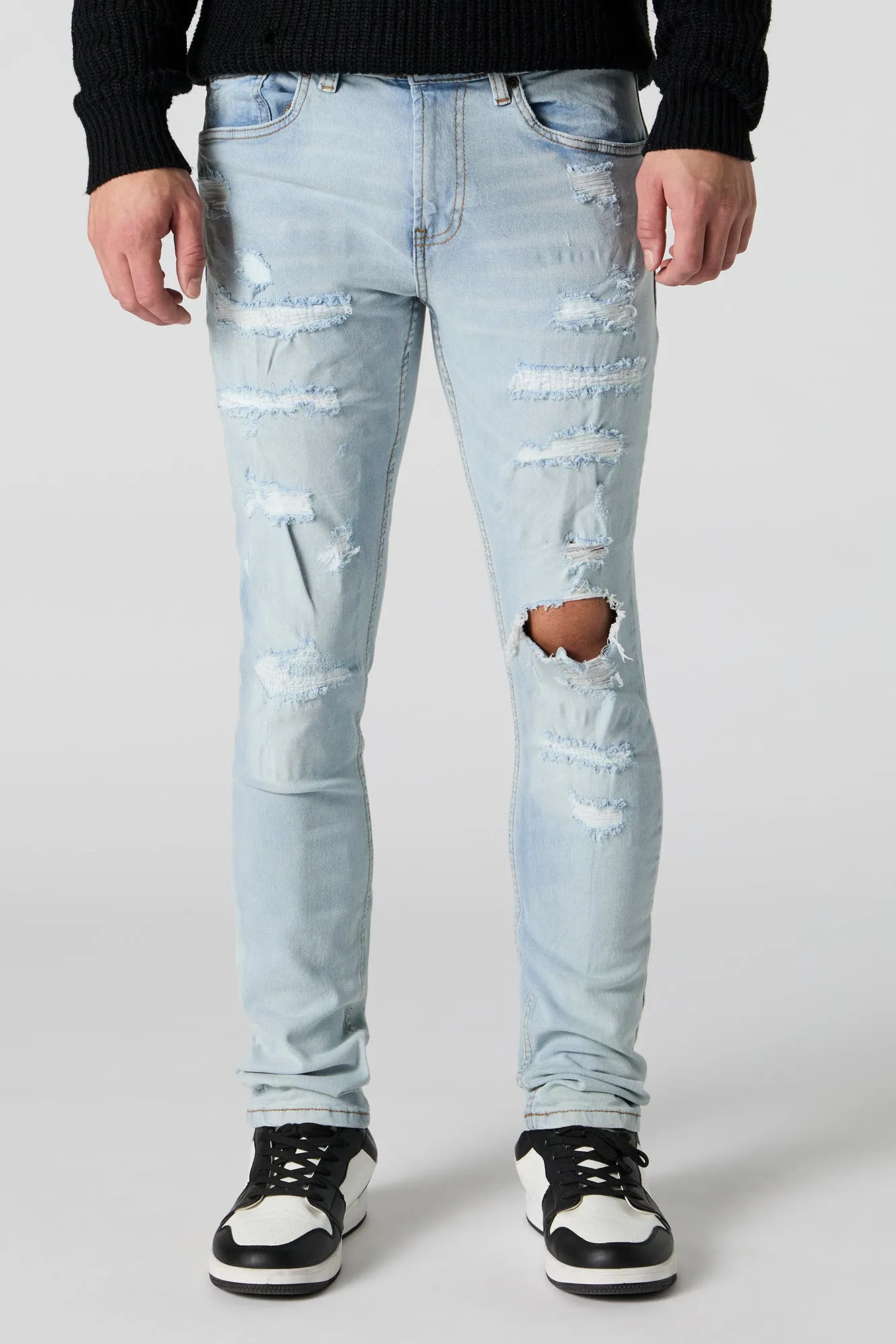 Light Wash Distressed Skinny Jean sold by Charlotte Russe product image thumbnail 2