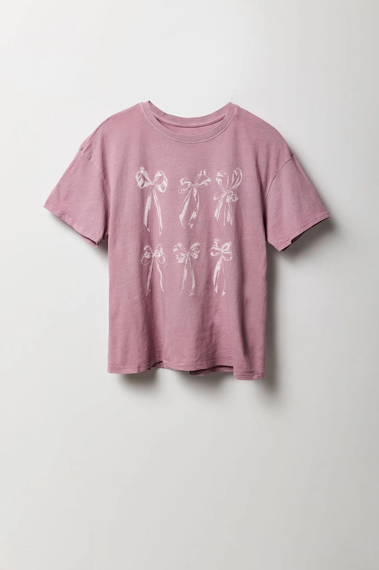 Bow Graphic Washed Boyfriend T-Shirt sold by Charlotte Russe product image thumbnail 4