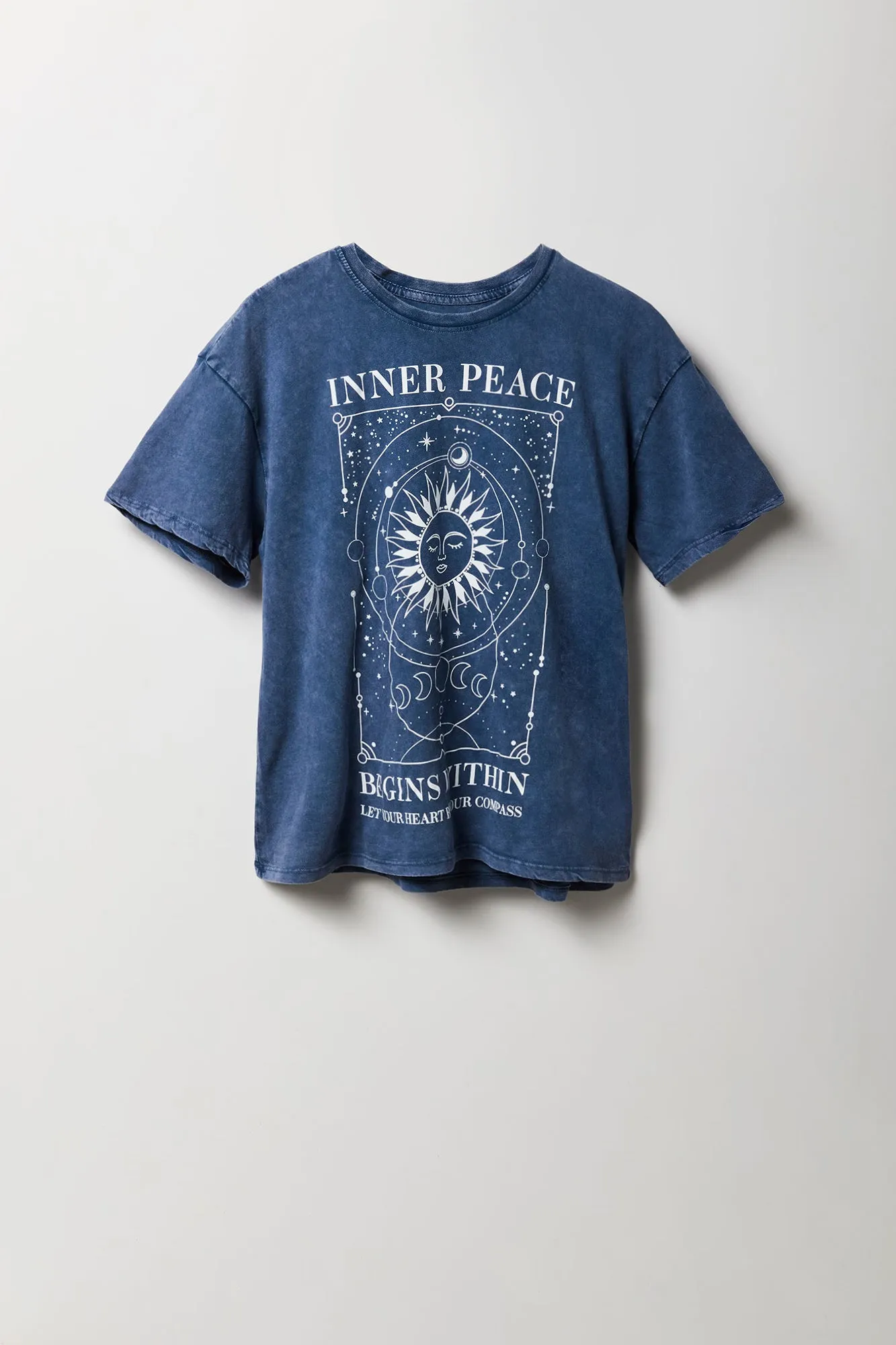 Inner Peace Graphic Washed Boyfriend T-Shirt sold by Charlotte Russe product image thumbnail 4
