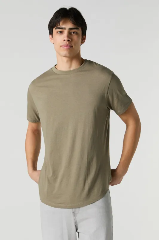 Solid Curved Hem T-Shirt sold by Charlotte Russe