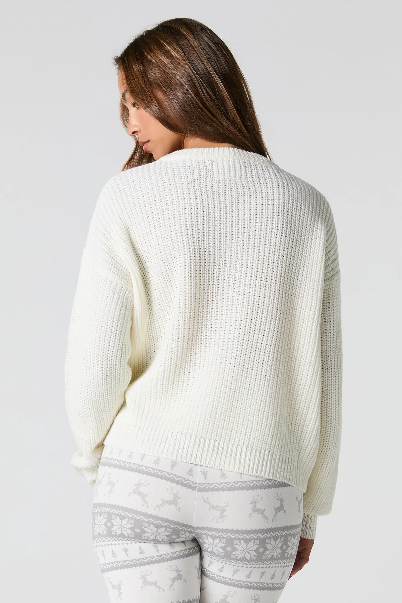 Sequin Bow Ribbed Knit Sweater sold by Charlotte Russe product image thumbnail 2