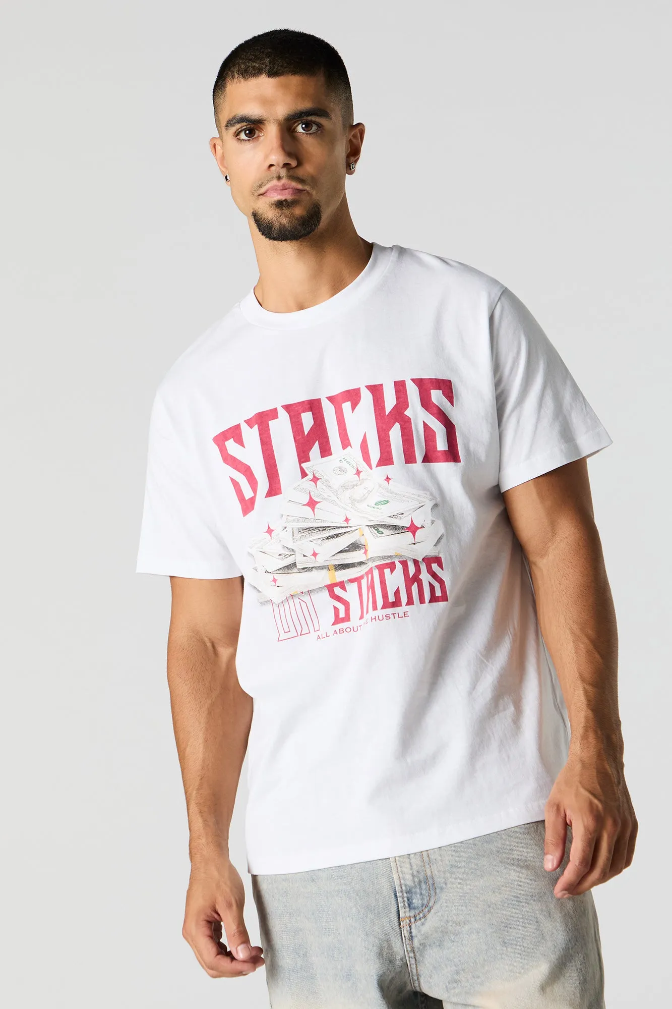 Stacks on Stacks Graphic T-Shirt sold by Charlotte Russe