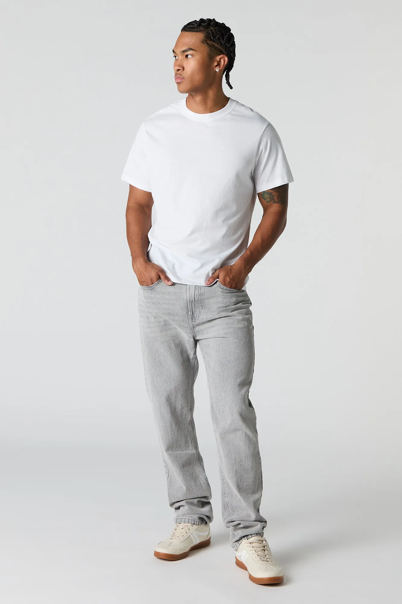 Light Grey Wash Rigid Straight Leg Jean sold by Charlotte Russe product image thumbnail 2