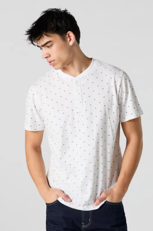 Ditsy Print Henley T-Shirt sold by Charlotte Russe