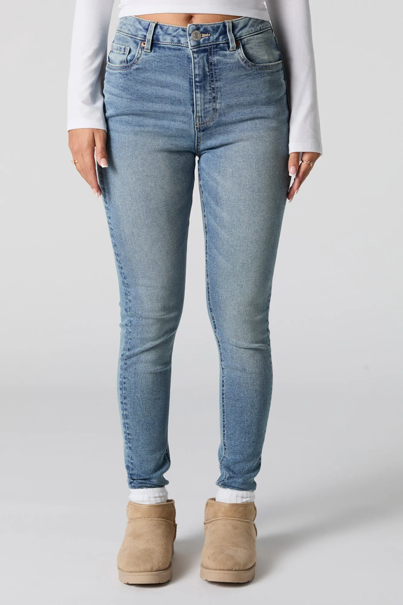 Medium Wash Stretch High Rise Skinny Jean sold by Charlotte Russe product image thumbnail 2