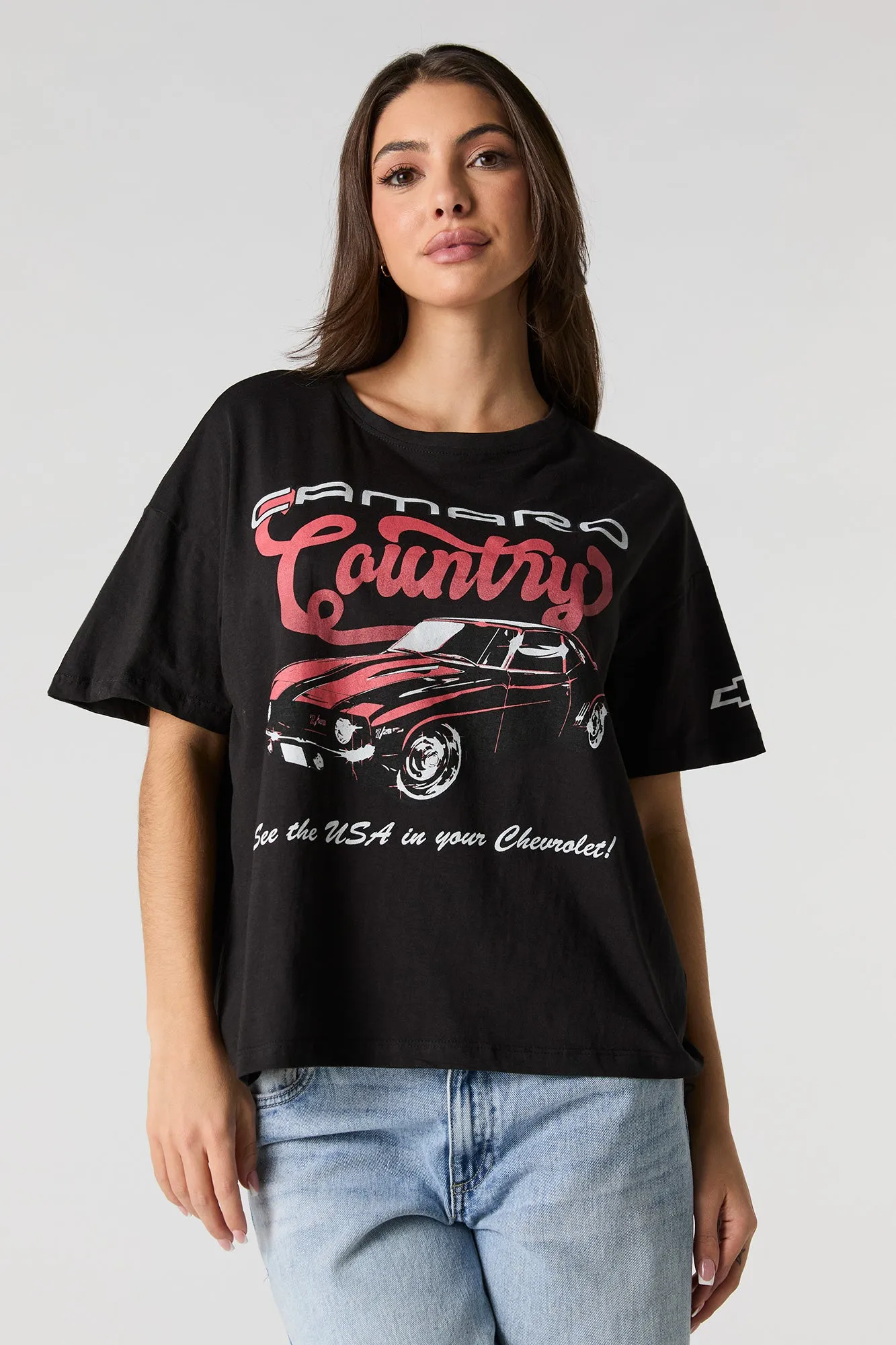 Camaro Country Graphic Boyfriend T-Shirt sold by Charlotte Russe