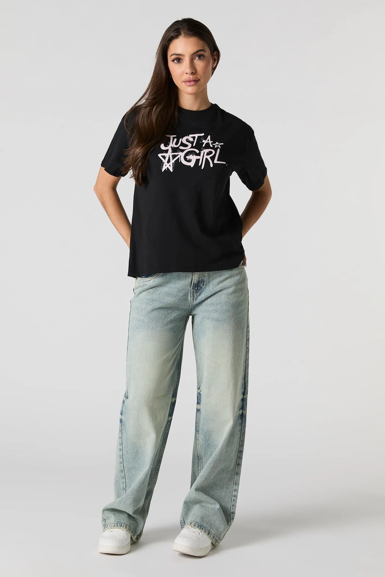 Just A Girl Graphic Boyfriend T-Shirt sold by Charlotte Russe product image thumbnail 3