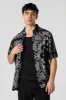 Black and White Print Button-Up Top sold by Charlotte Russe