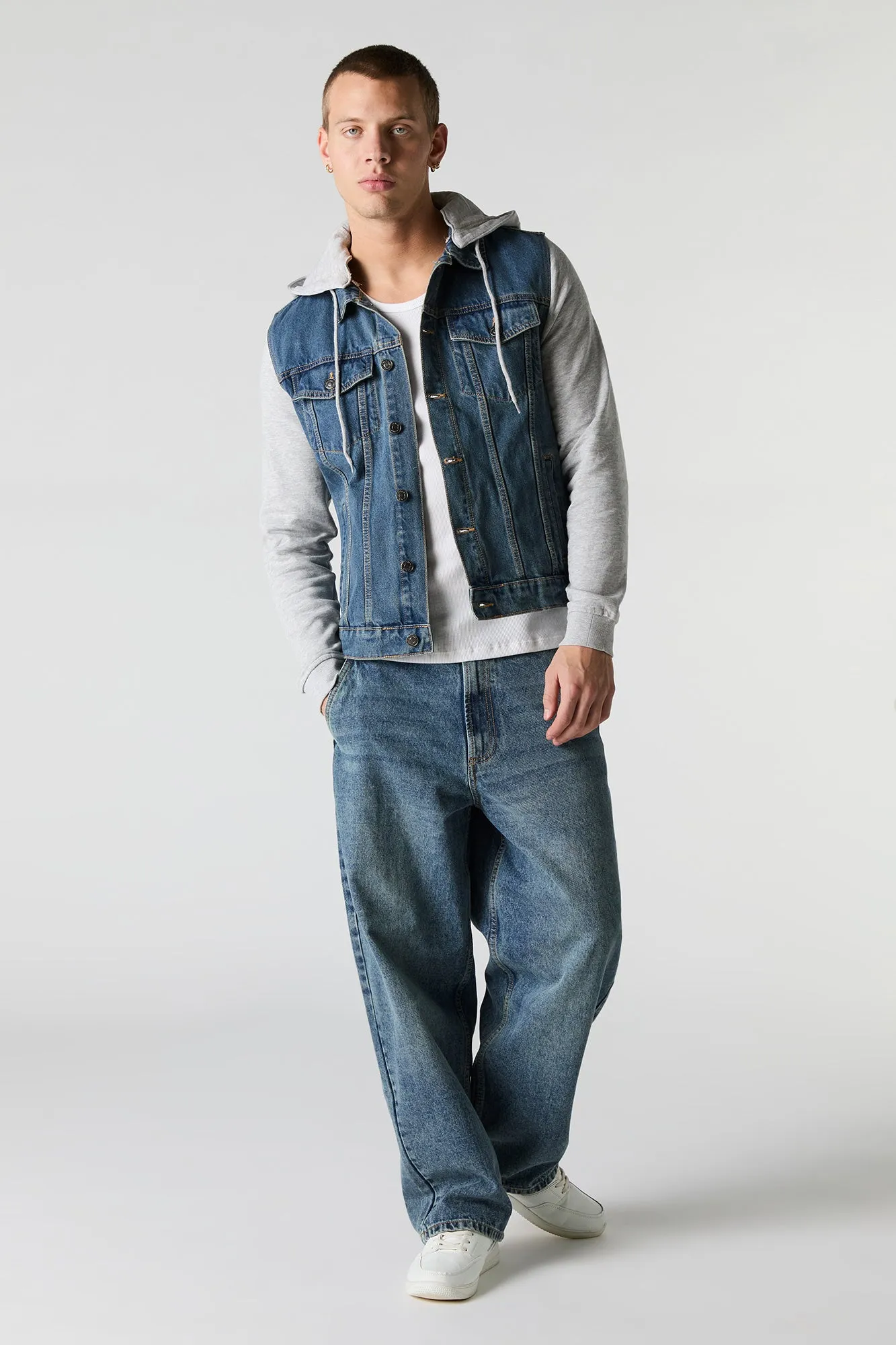 Hooded Denim Jacket sold by Charlotte Russe product image thumbnail 3