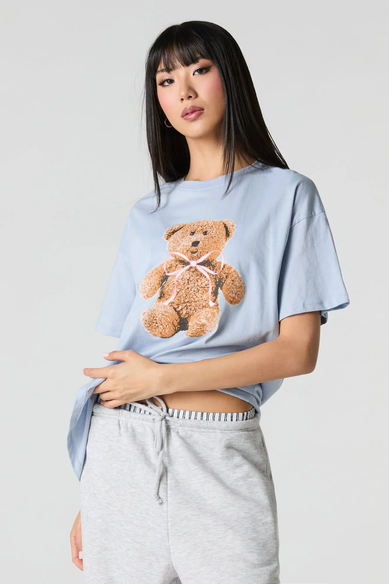 Teddy Bow Graphic Boyfriend T-Shirt sold by Charlotte Russe