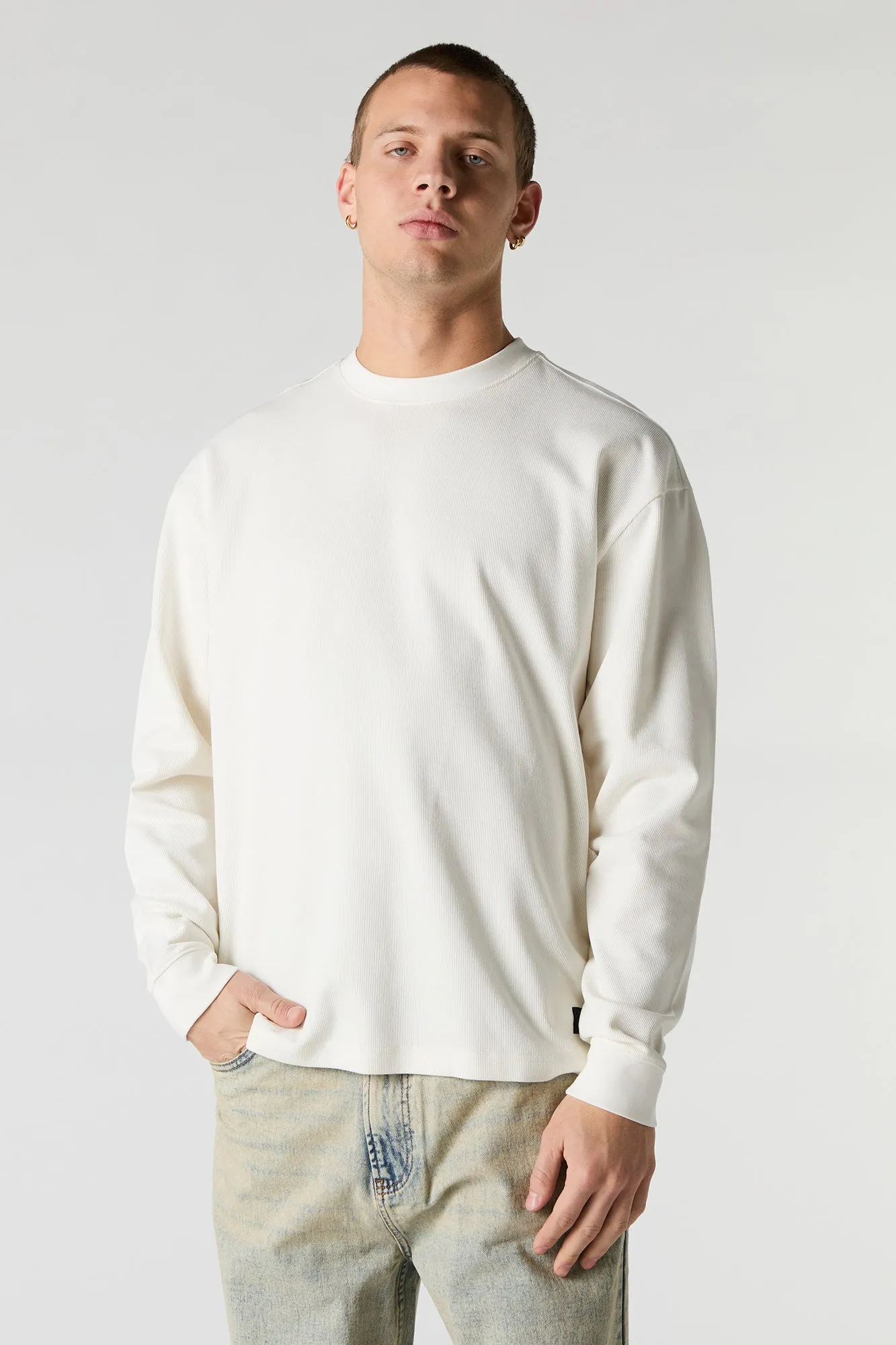 Ribbed Crewneck Sweatshirt sold by Charlotte Russe product image thumbnail 4