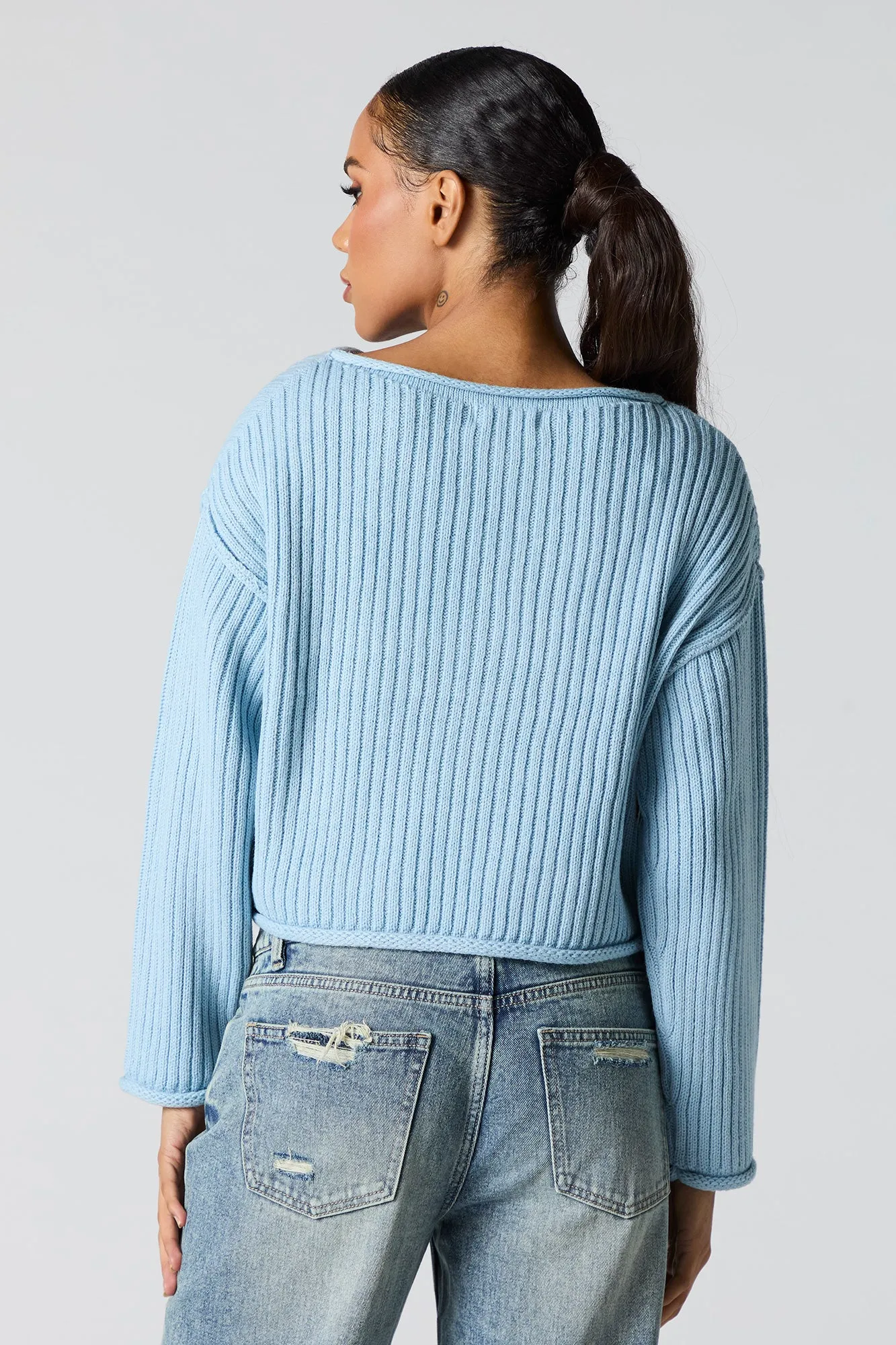 Ribbed Knit Boat Neck Sweater sold by Charlotte Russe product image thumbnail 2