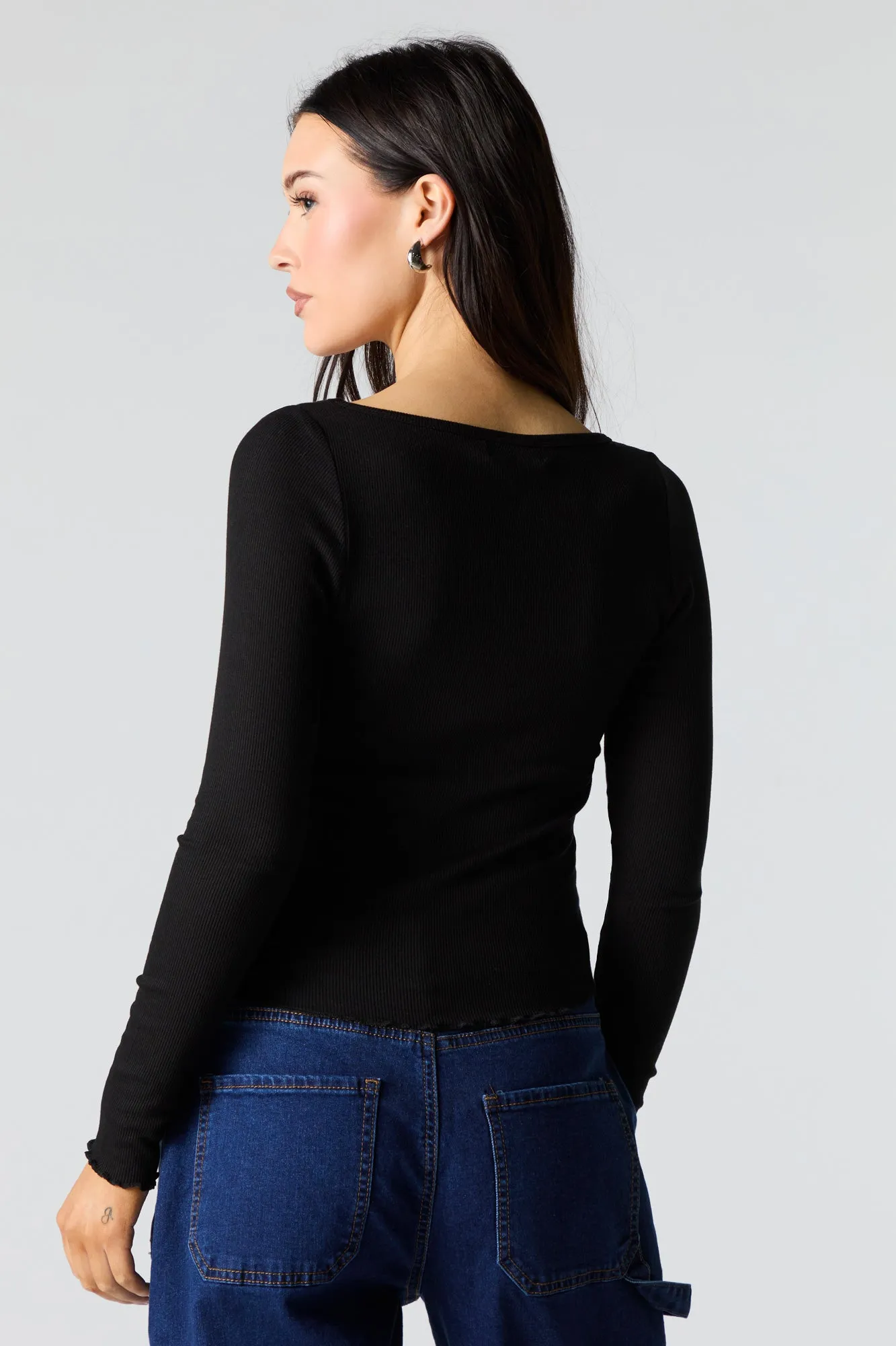 Ribbed Cinched Long Sleeve Top sold by Charlotte Russe product image thumbnail 5