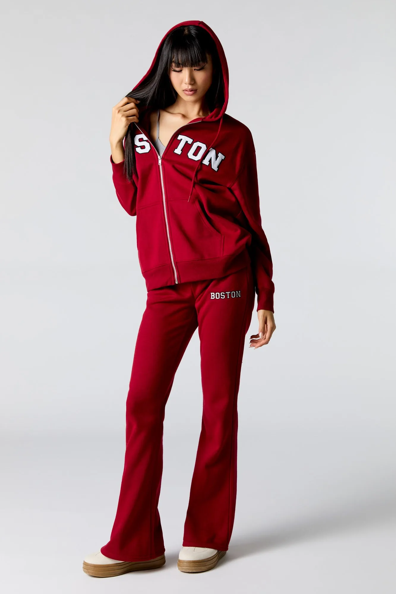 Embroidered Fleece Flare Sweatpant sold by Charlotte Russe product image thumbnail 4