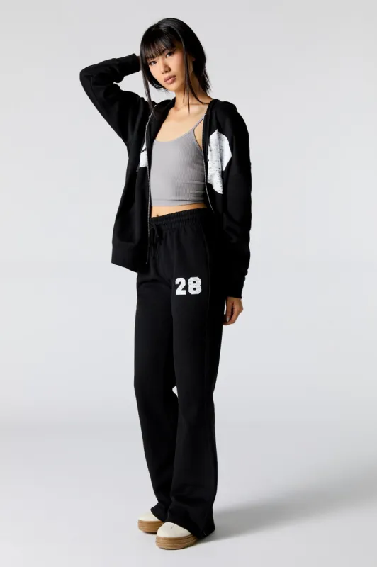 Graphic Fleece Flare Sweatpant sold by Charlotte Russe