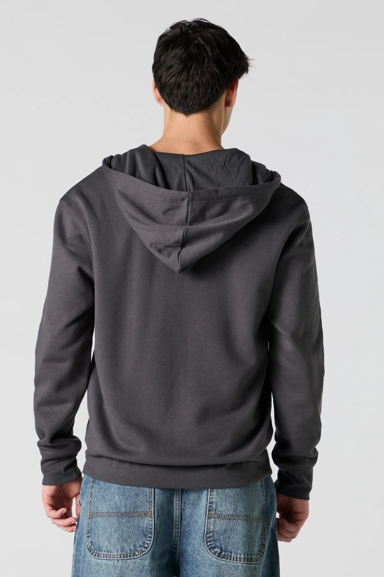 Solid Fleece Zip-Up Hoodie sold by Charlotte Russe product image thumbnail 2