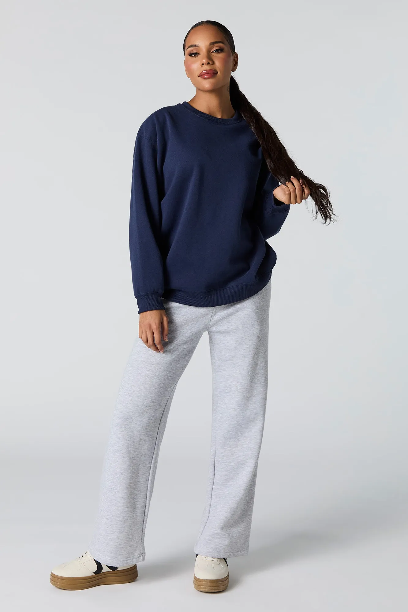 Oversized Solid Fleece Sweatshirt sold by Charlotte Russe product image thumbnail 3