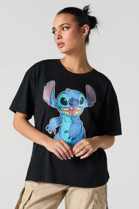 Stitch Graphic Black Boyfriend T-Shirt sold by Charlotte Russe