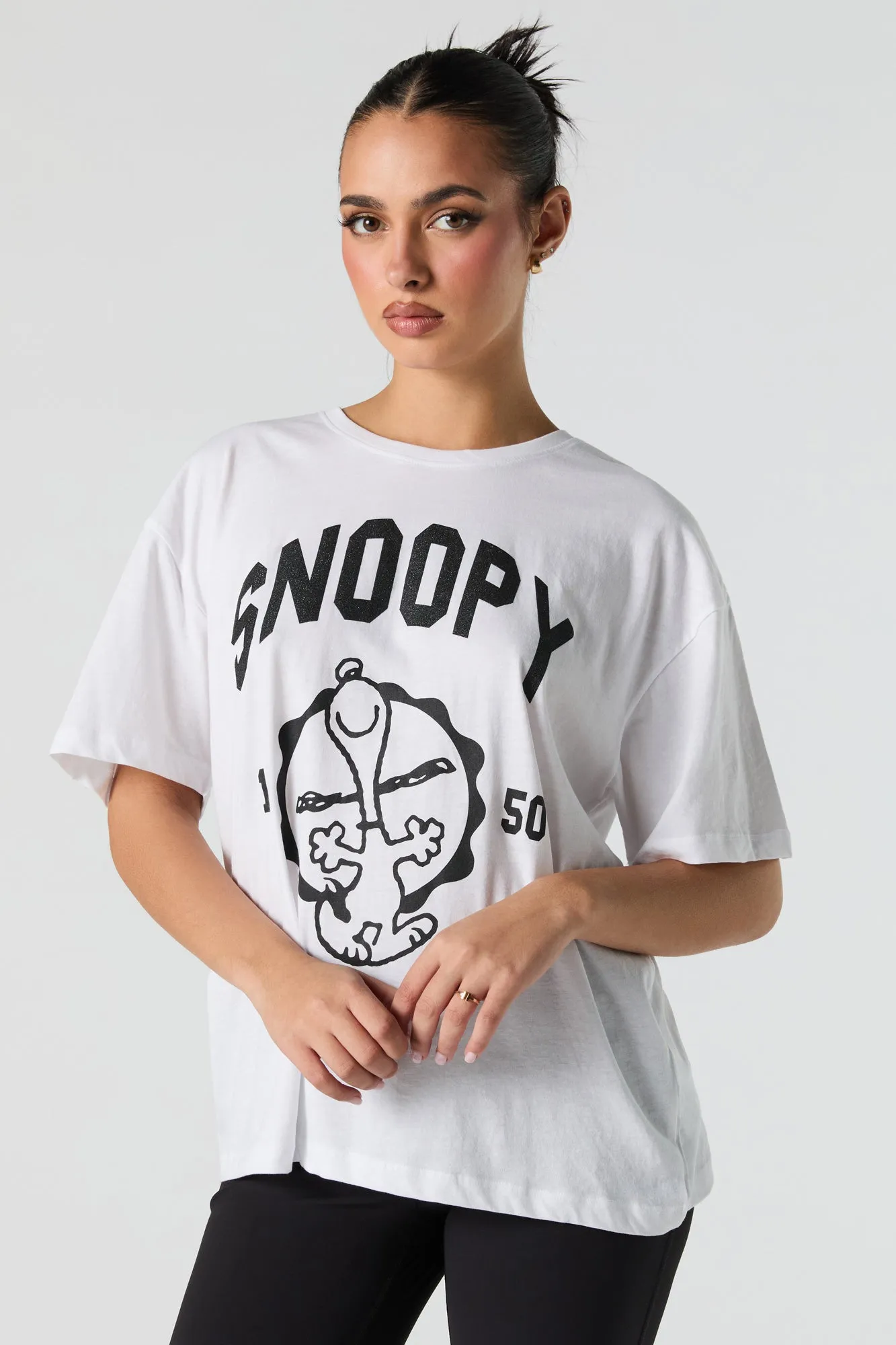 Snoopy Graphic Boyfriend T-Shirt sold by Charlotte Russe