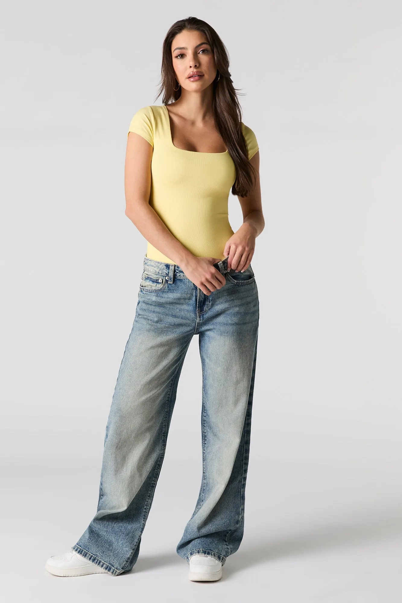 Contour Ribbed Square Neck Bodysuit sold by Charlotte Russe product image thumbnail 3