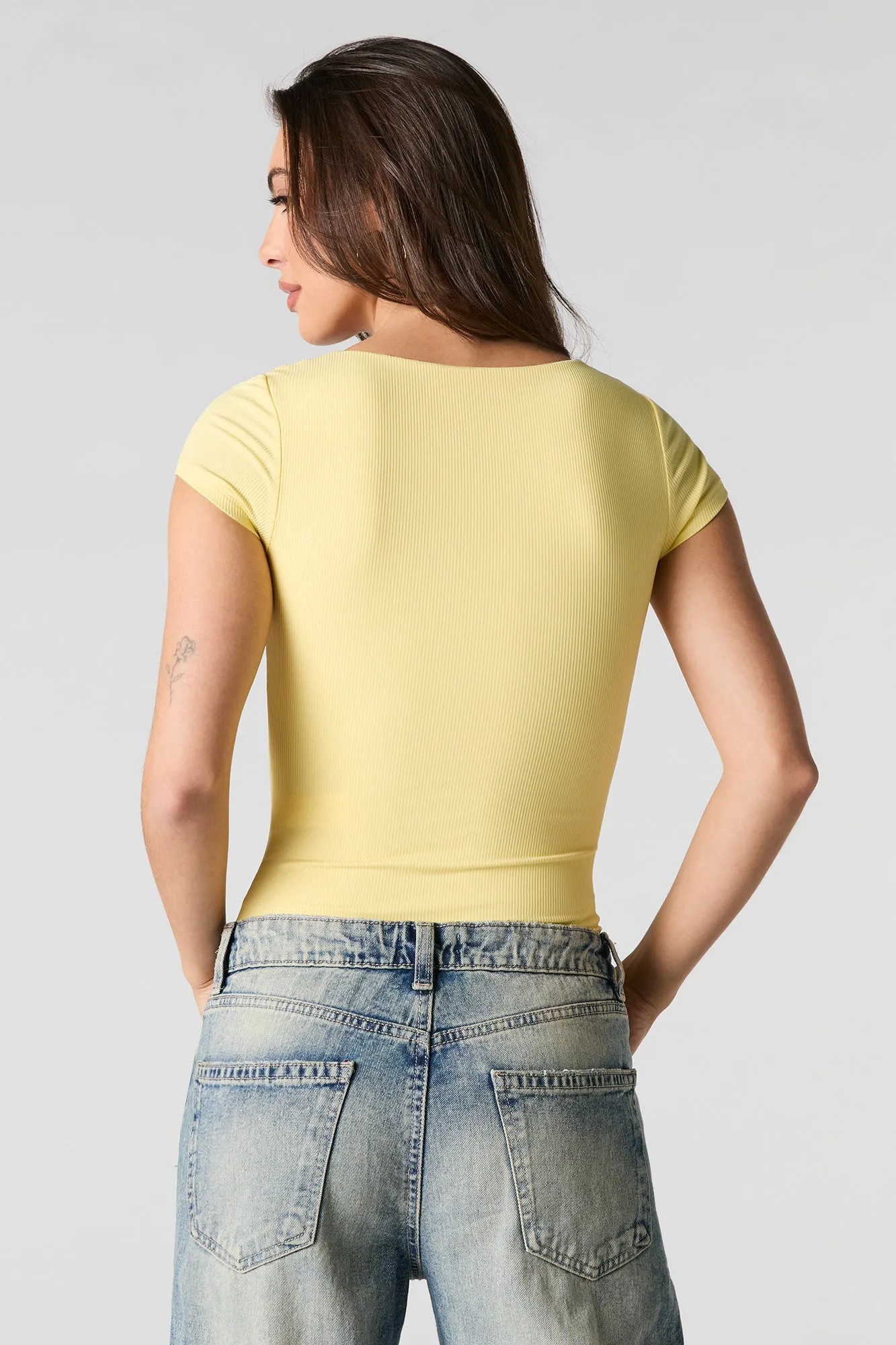 Contour Ribbed Square Neck Bodysuit sold by Charlotte Russe product image thumbnail 2