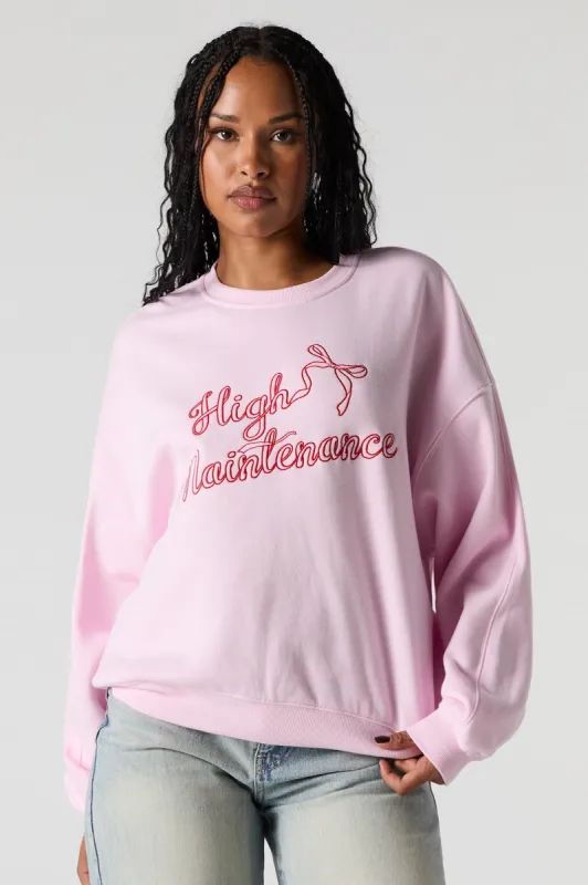 High Maintenance Embroidered Fleece Sweatshirt sold by Charlotte Russe