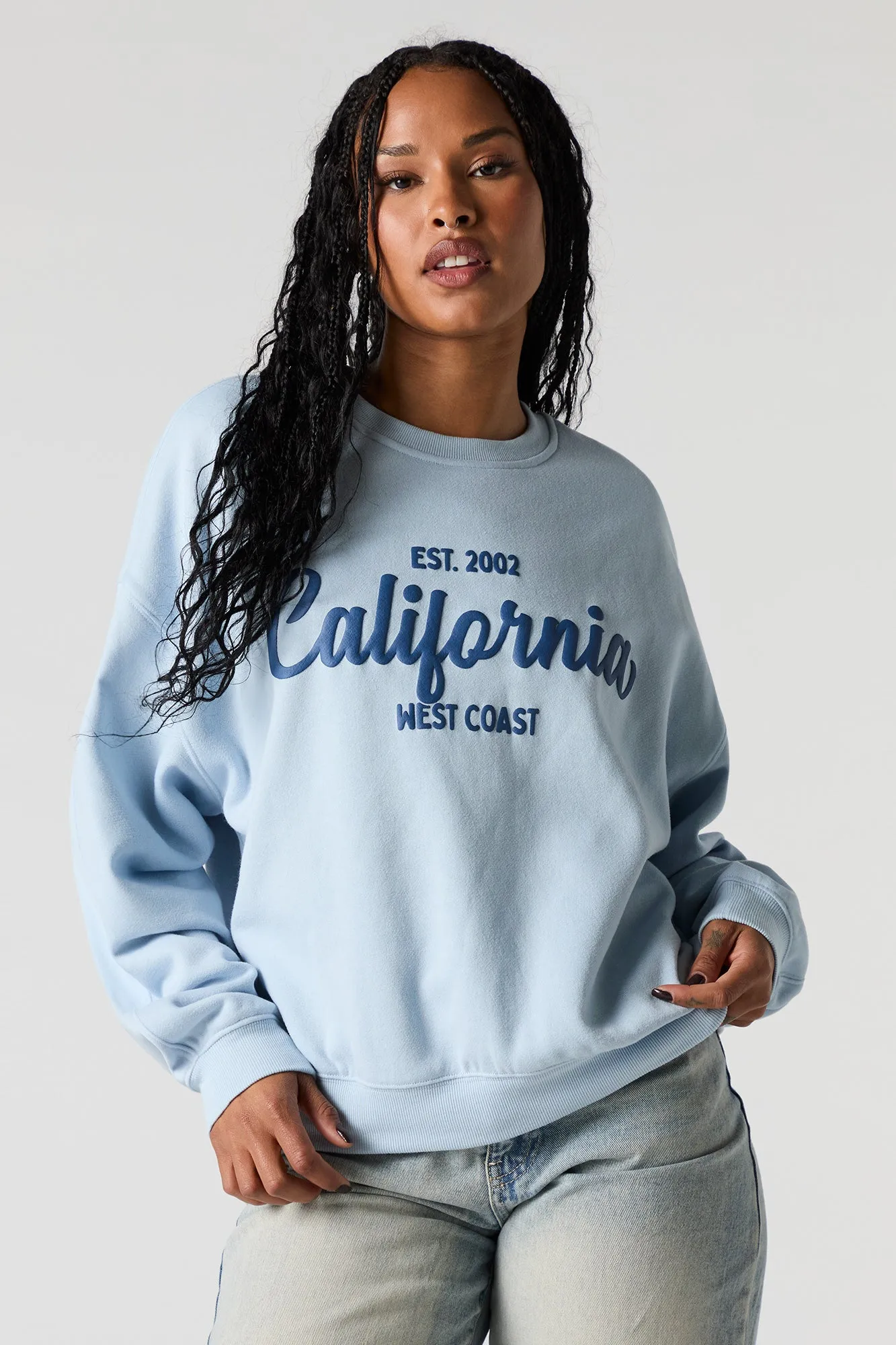 California Puff Print Fleece Sweatshirt sold by Charlotte Russe