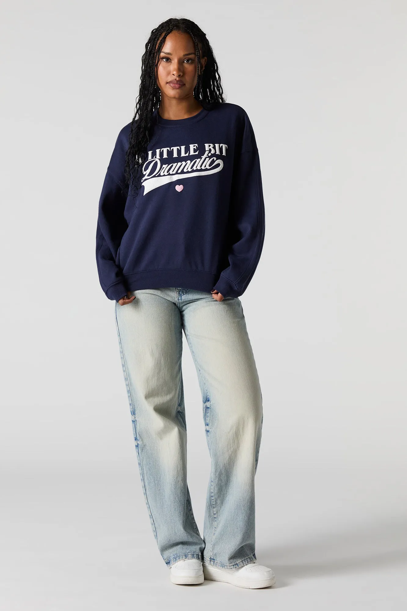 Little Dramatic Puff Print Fleece Sweatshirt sold by Charlotte Russe product image thumbnail 3