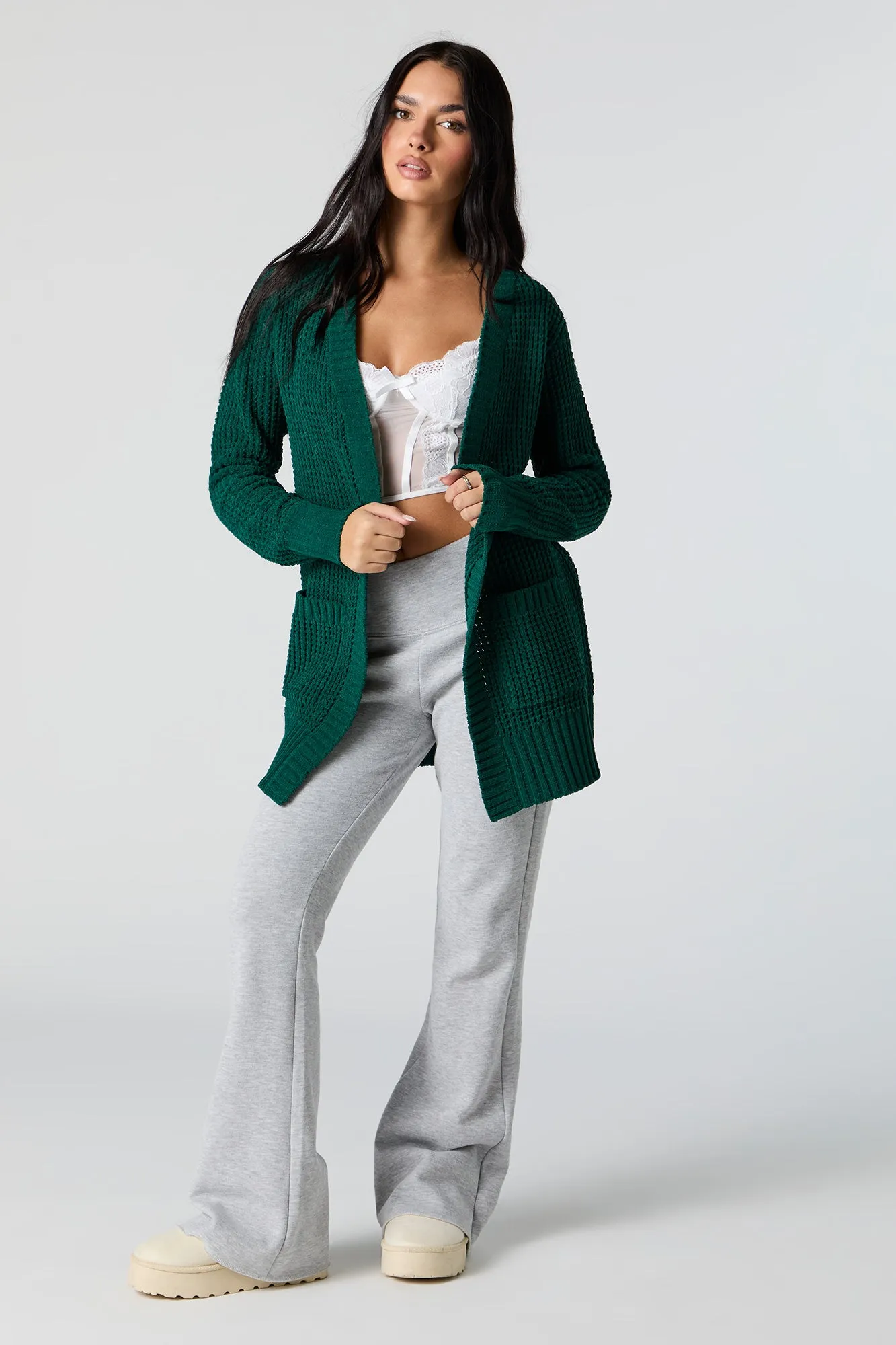 Waffle Knit Long Sleeve Cardigan sold by Charlotte Russe product image thumbnail 3