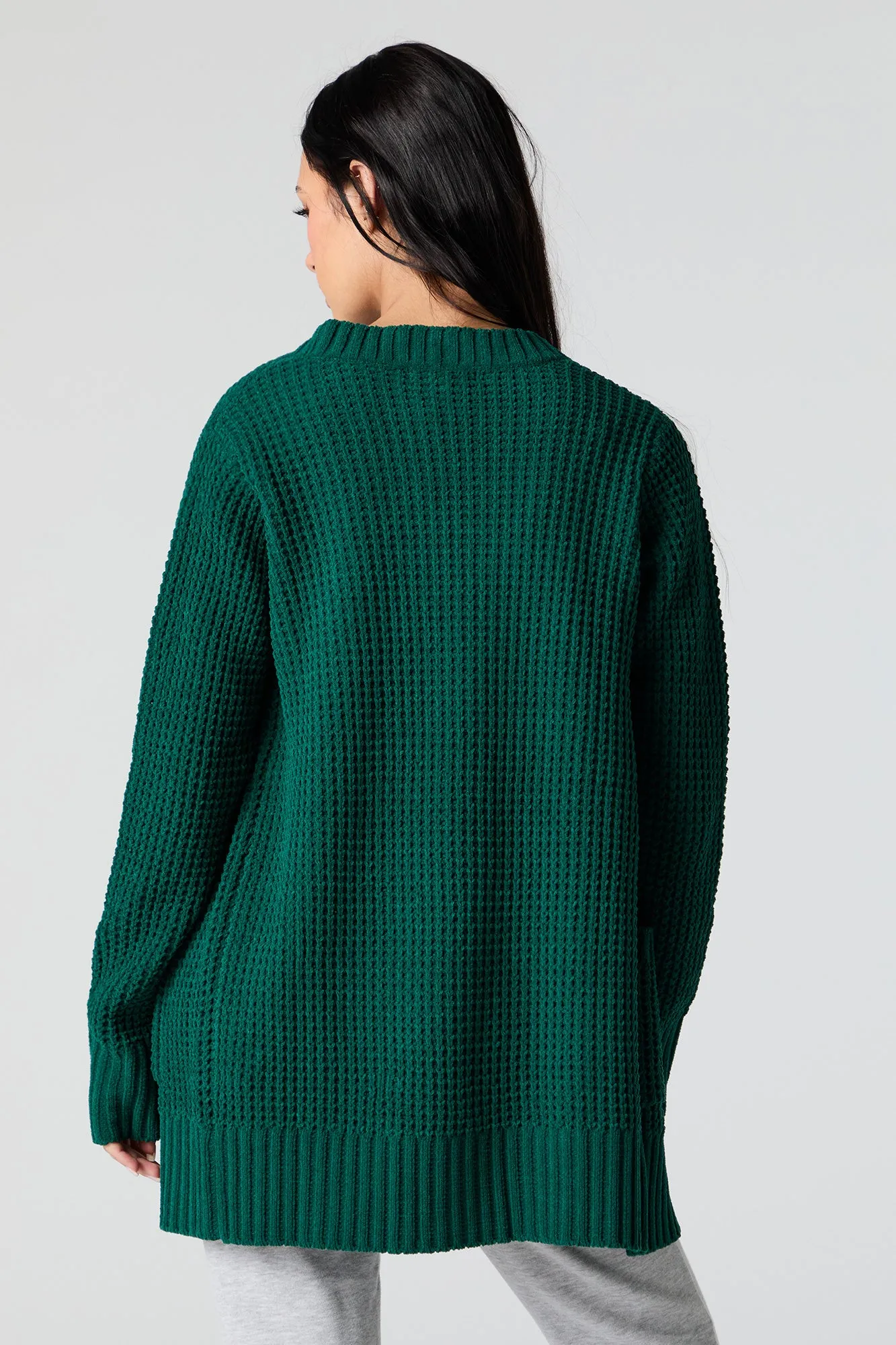 Waffle Knit Long Sleeve Cardigan sold by Charlotte Russe product image thumbnail 2