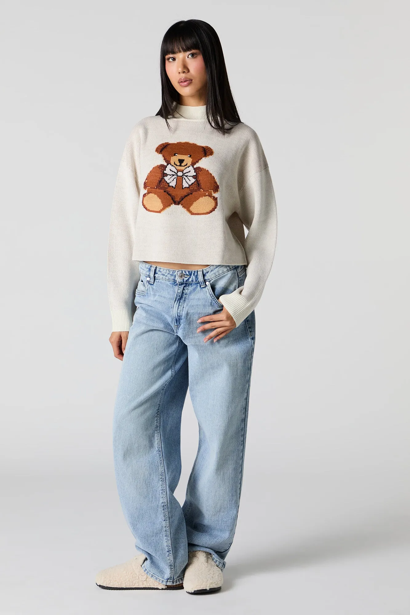 Teddy Jacquard Knit Sweater sold by Charlotte Russe product image thumbnail 3