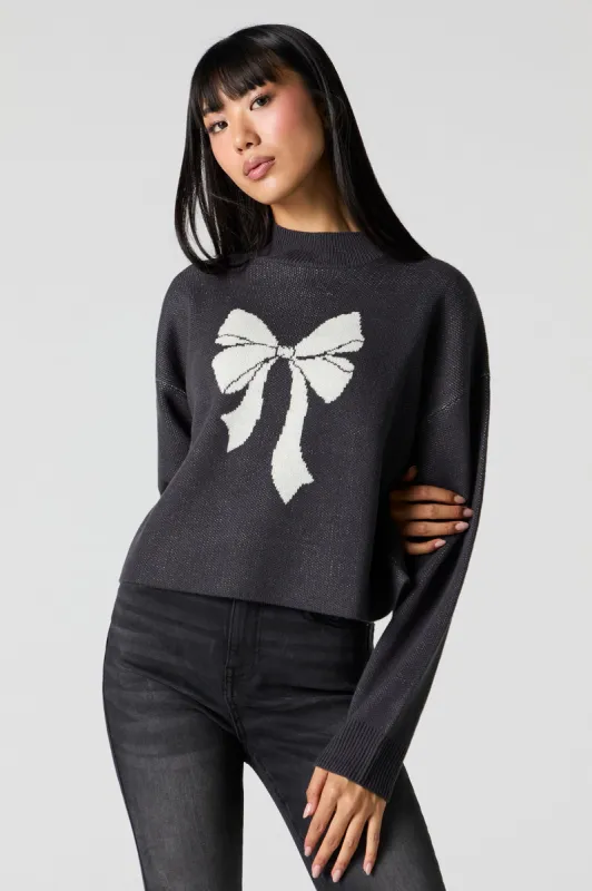 Bow Jacquard Knit Sweater sold by Charlotte Russe