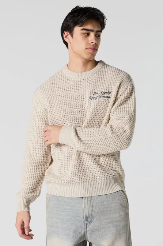 Los Angeles Embroidered Waffle Knit Sweater sold by Charlotte Russe