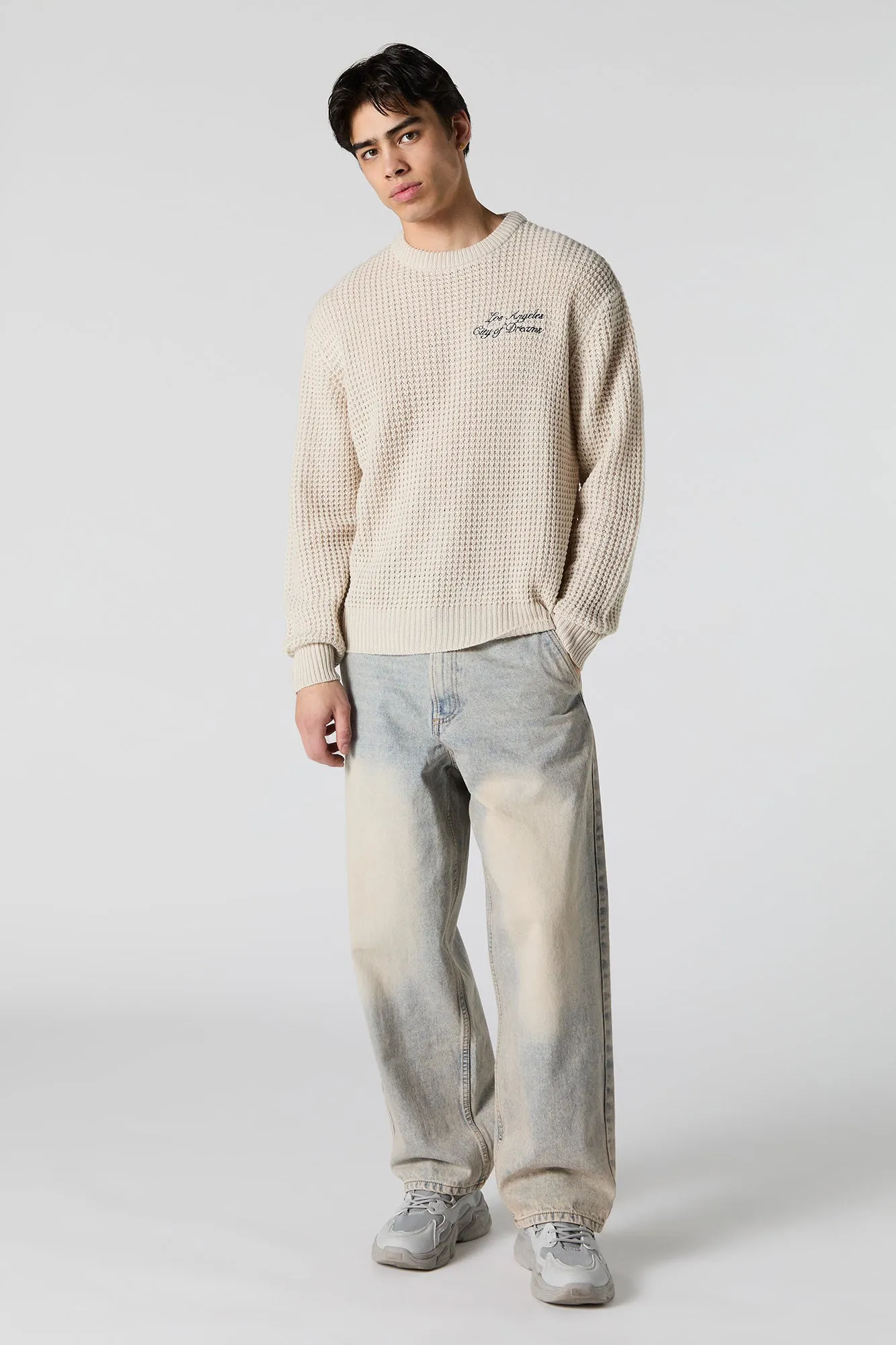 Los Angeles Embroidered Waffle Knit Sweater sold by Charlotte Russe product image thumbnail 3