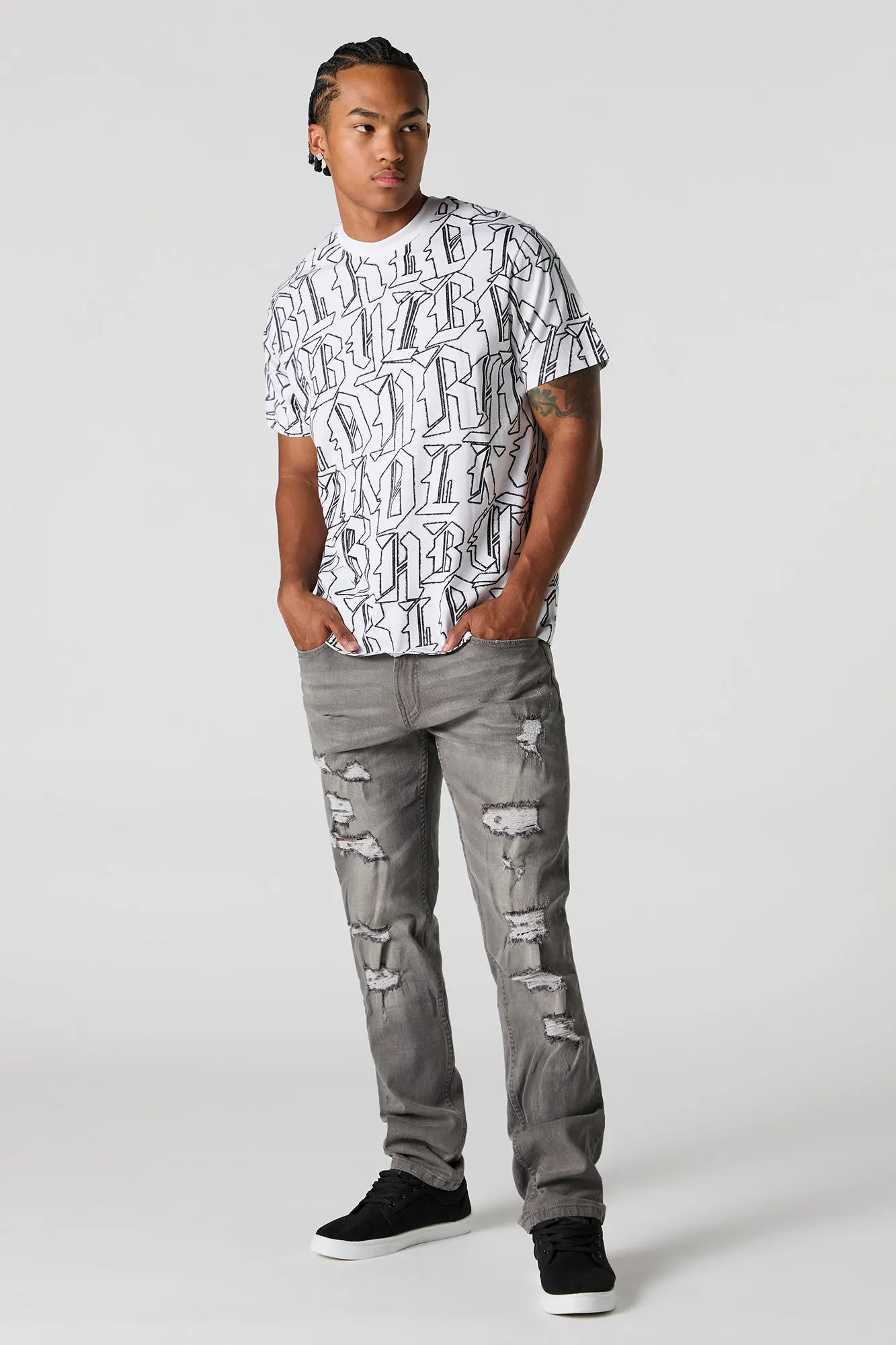 Block Letter Print Crewneck T-Shirt sold by Charlotte Russe product image thumbnail 3