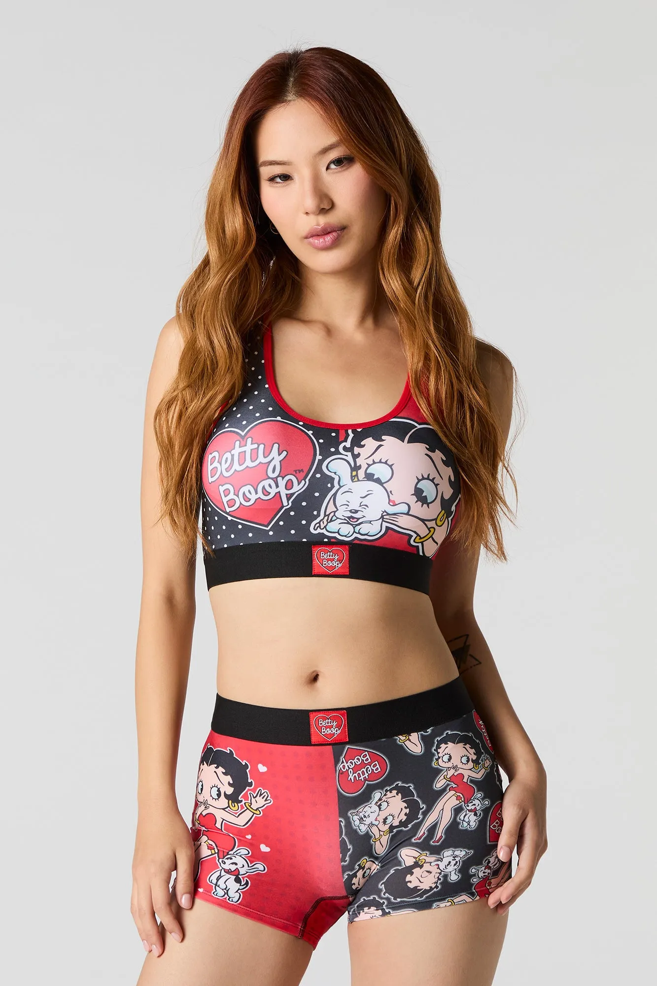 Betty Boop Sports Bra & Boy Short 2 Piece Set sold by Charlotte Russe