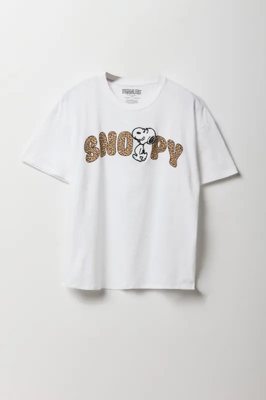 Snoopy Chenille Embroidered Graphic Boyfriend T-Shirt sold by Charlotte Russe