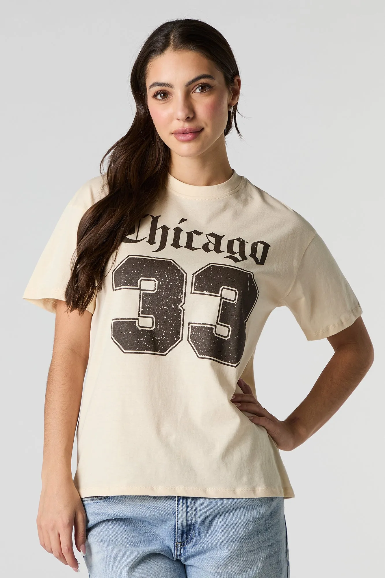 Chicago 33 Graphic Boyfriend T-Shirt sold by Charlotte Russe