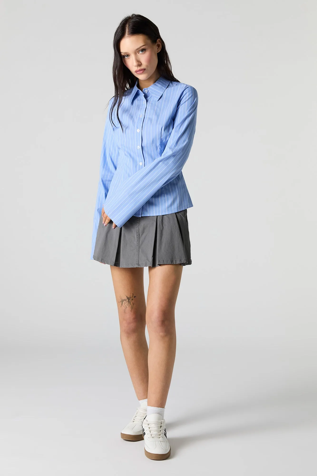 Button-Up Fitted Bell Sleeve Top sold by Charlotte Russe product image thumbnail 3