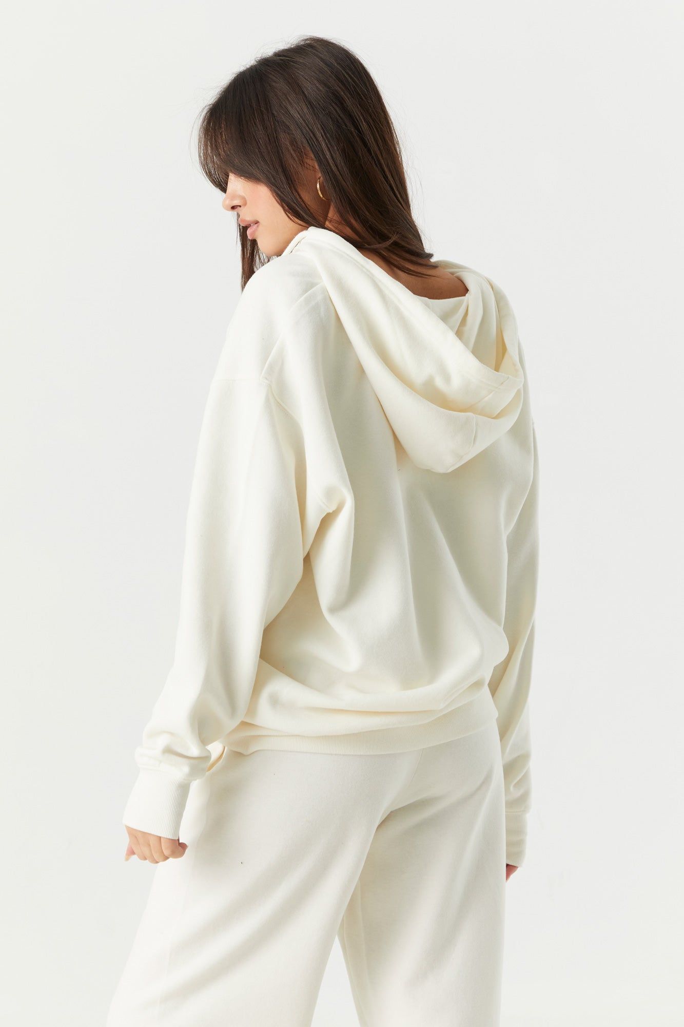 Solid Fleece Oversized Zip-Up Hoodie sold by Charlotte Russe product image thumbnail 2