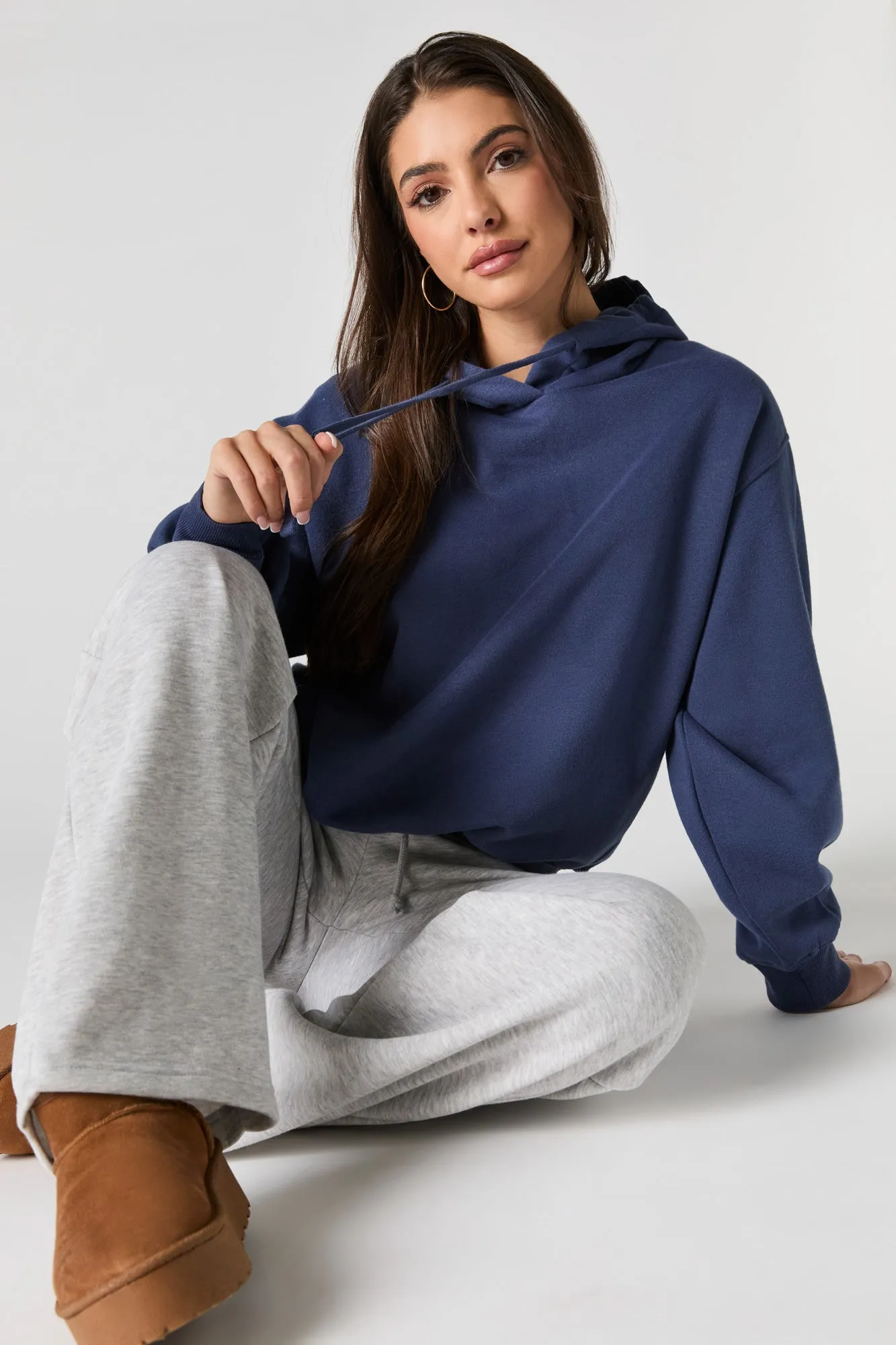 Oversized Solid Fleece Hoodie sold by Charlotte Russe