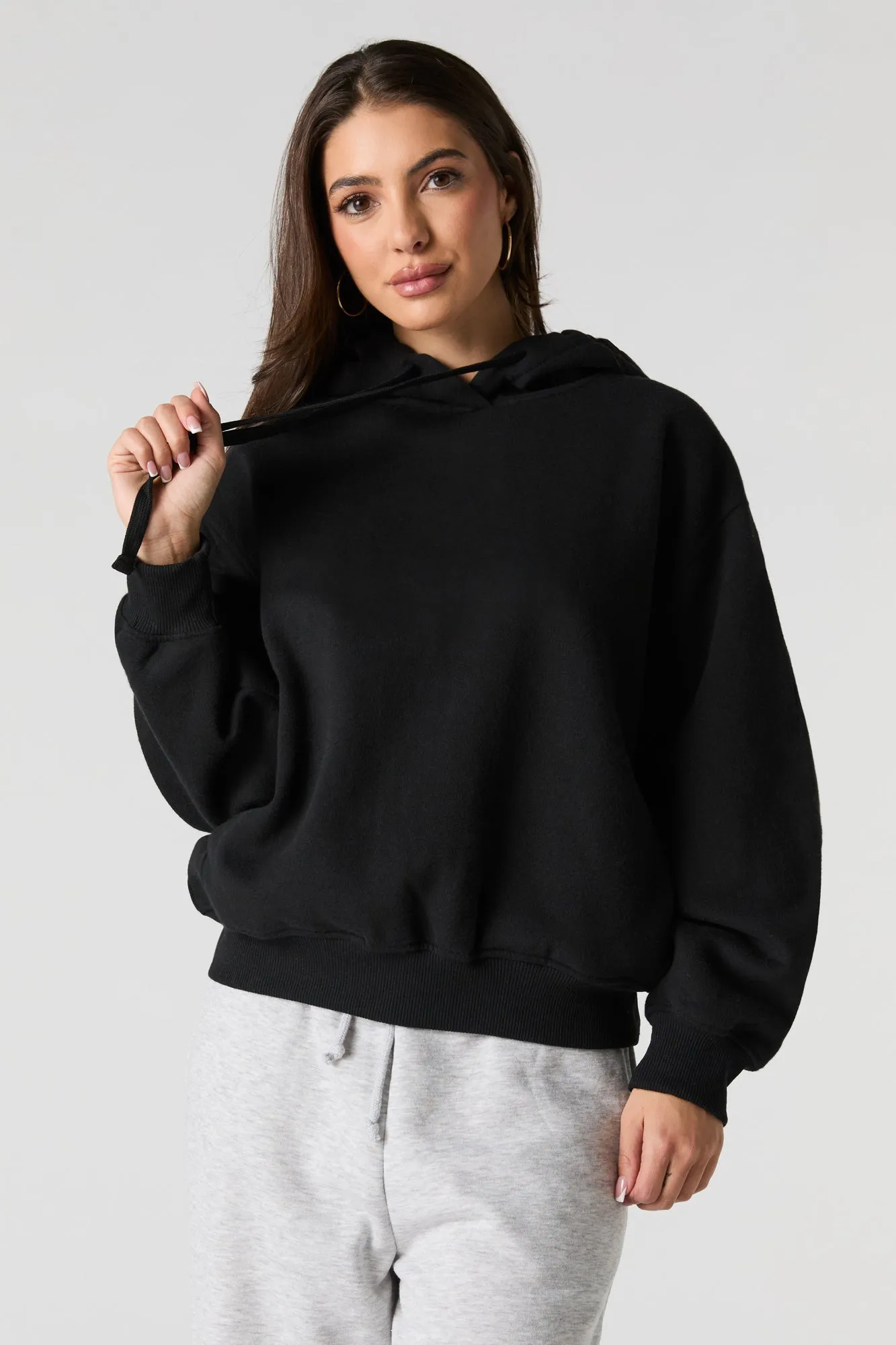Oversized Solid Fleece Hoodie sold by Charlotte Russe product image thumbnail 5