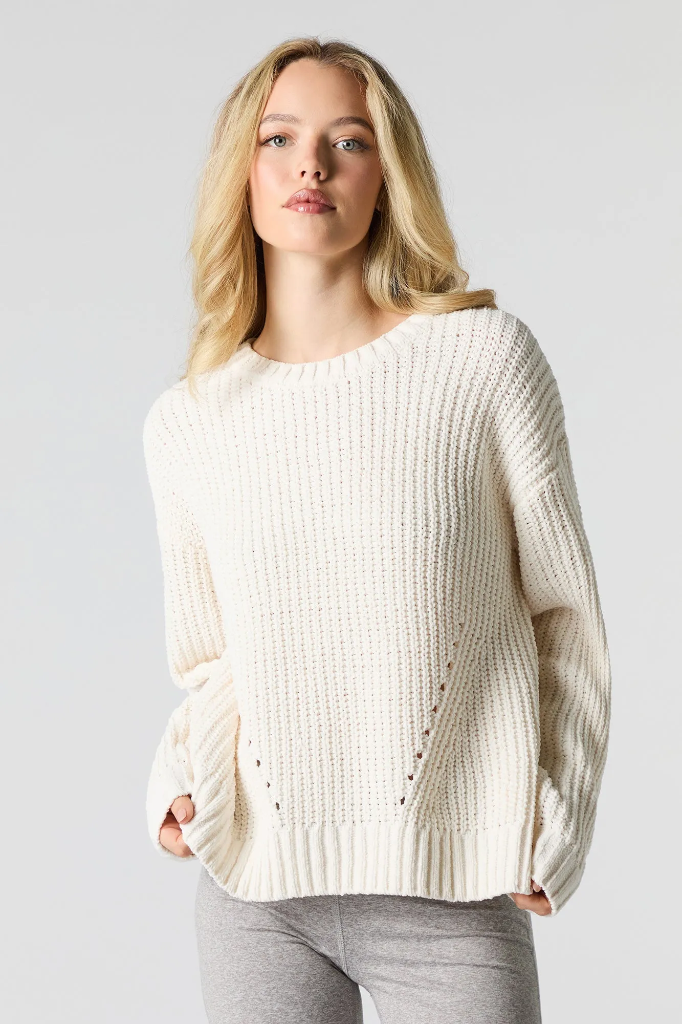 Chunky Knit Crewneck Sweater sold by Charlotte Russe product image thumbnail 4